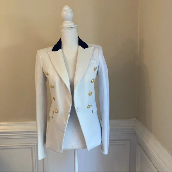 VERONICA BEARD Putty Stone Gray Black Double Breasted Blazer Jacket - Picture 11 of 11